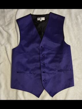 Vesuvio Napoli Classic Purple Satin Men's Dress Vest